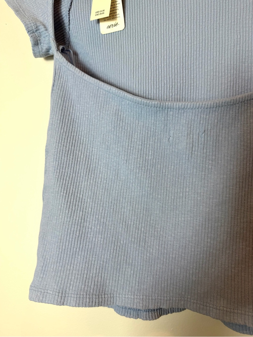  NWT Aerie Ribbed Scooped Open Back T-Shirt Monaco Blue Medium - Picture 3 of 7